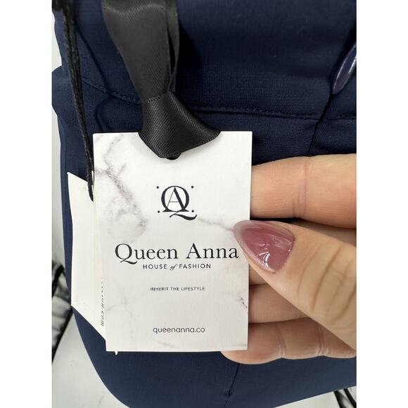 NEW Bruna Queen Anna Size Large Women Pull On Pleated Skirt Navy Blue DG16 - Picture 5 of 10